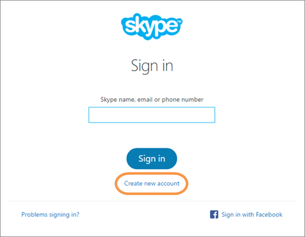 create new account in skype