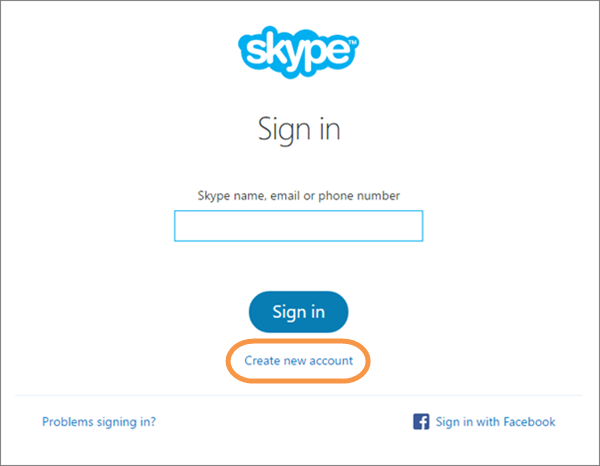 Skype desktop create account