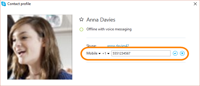 skype number sms receive