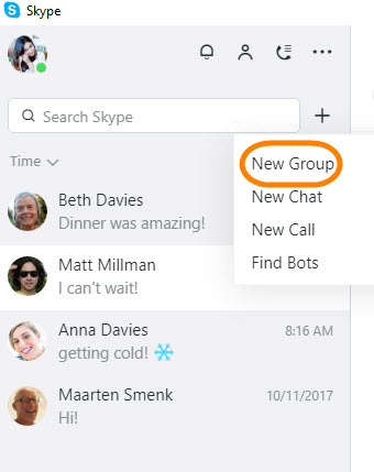 start group chat in skype for business on mac
