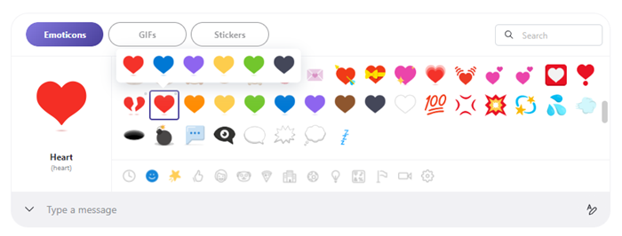 Wie sieht die vollständige Liste der Emoticons aus?