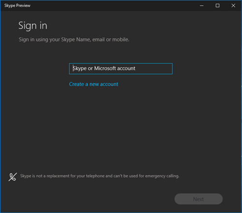 sign into skype without microsoft account windows 10