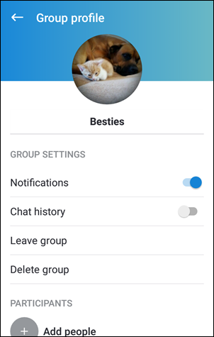 What can I do in a group chat profile in Skype on mobile? | Skype Support