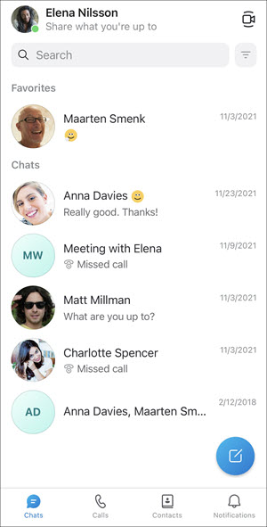 iPhone main chat screen