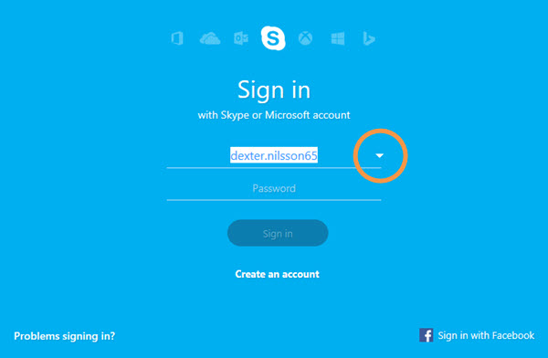 delete microsoft skype sign in name