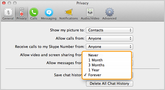 setting on skype for a mac