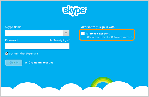 skype microsoft account sign in