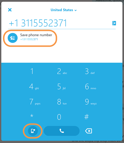 skype phone number receive sms