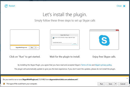 skype web plugin not installing