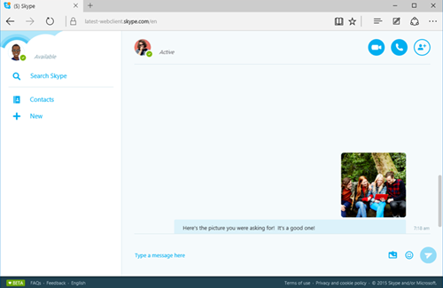 skype in browser outlook
